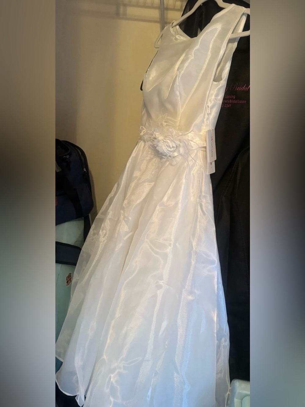 Midi length - Wedding Reception Dress - Flower-Belt Formal Dress